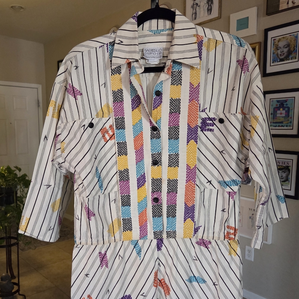 Barboglio Cristina Jan 1980s Multicolor Cotton‎ Jumpsuit - Picture 2 of 10